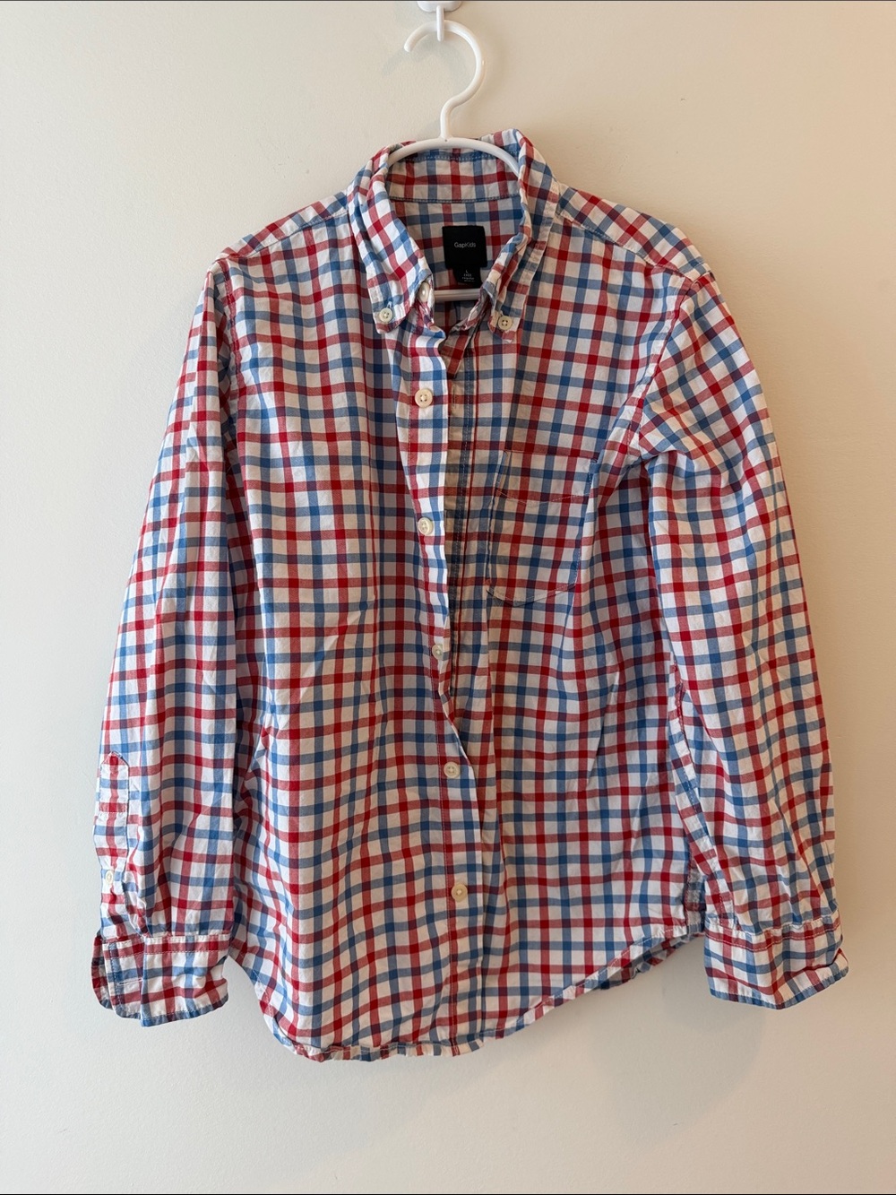 GAP Red, Blue & White Plaid Button-Down Shirt